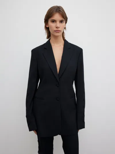 House Of Dagmar Slim Button Blazer In Black