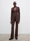 House Of Dagmar Slim Knitted Blazer In Cacao Brown