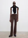 House Of Dagmar Slim Knitted Trouser In Cacao Brown