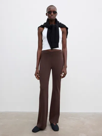 House Of Dagmar Slim Knitted Trouser In Cacao Brown