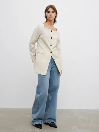 House Of Dagmar Square Neck Blazer In Sand Beige