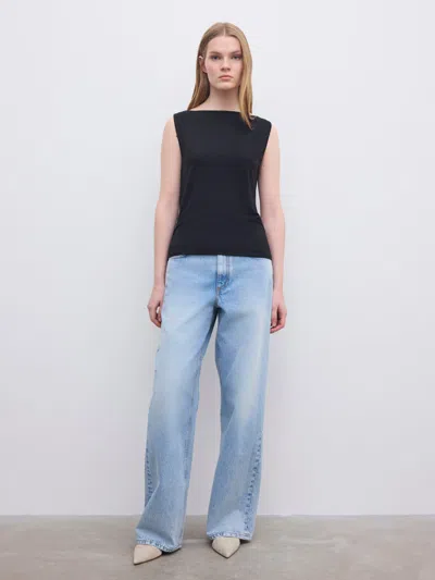 House Of Dagmar Square Neck Top In Black