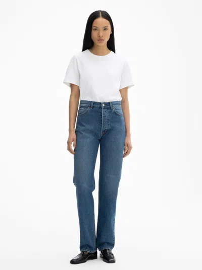 House Of Dagmar Straight Leg Denim In Dark Blue