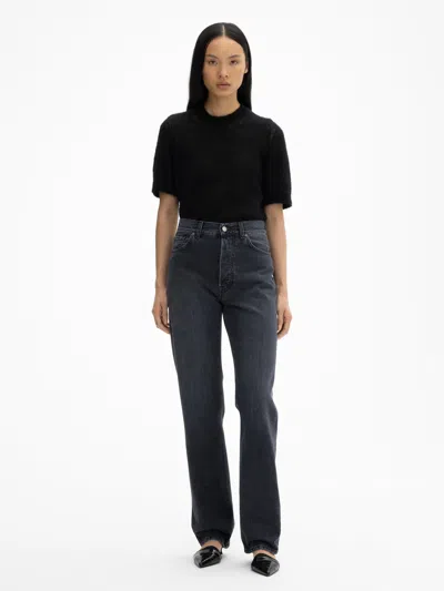 House Of Dagmar Straight Leg Denim In Dark Grey