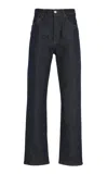 House Of Dagmar Stretch Mid-rise Straight-leg Jeans In Black