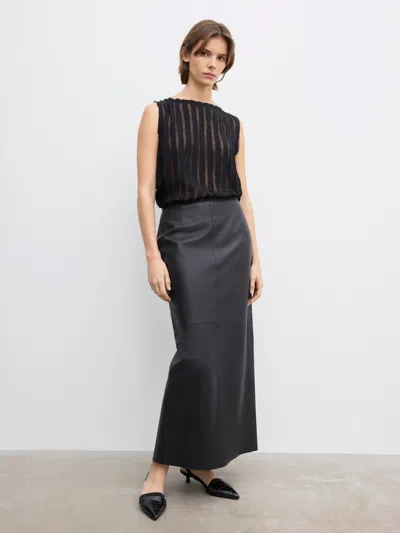 House Of Dagmar Stripe Sheer Top In Black