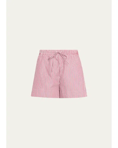 House Of Dagmar Striped Cotton Boxer Shorts In Red Stripe