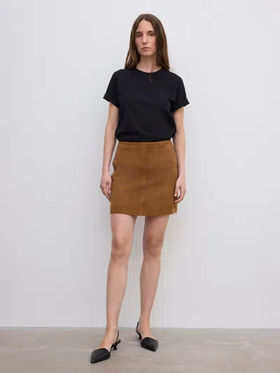 House Of Dagmar Suede Mini Skirt In Brown