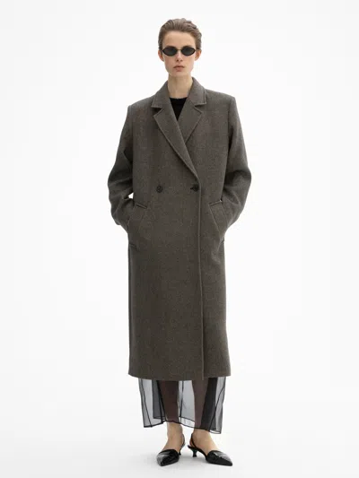 House Of Dagmar Twill Coat In Black Beige