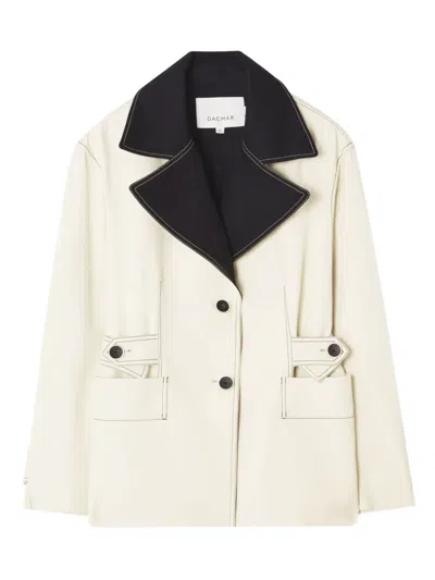 House Of Dagmar Two Tone Jacket In White Black