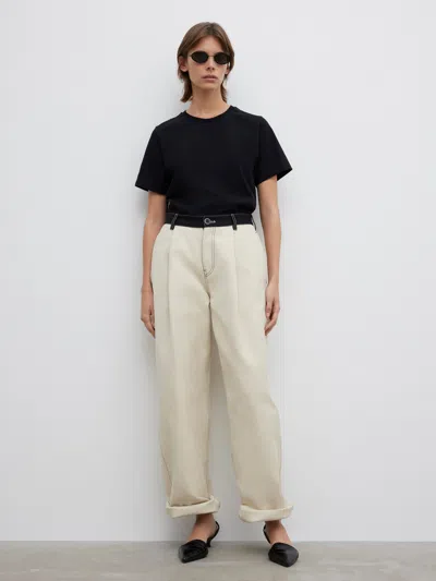 House Of Dagmar Two Tone Trousers In White Black