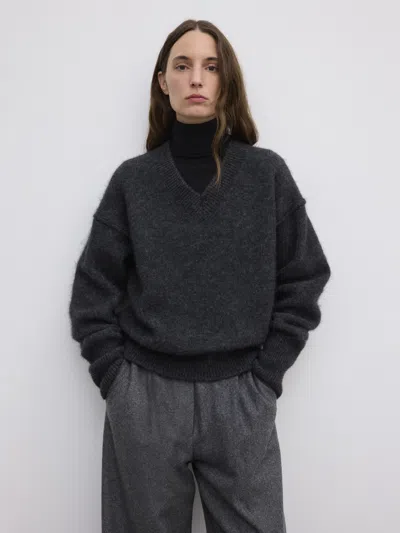 House Of Dagmar V-neck Alpaca Knit In Gray