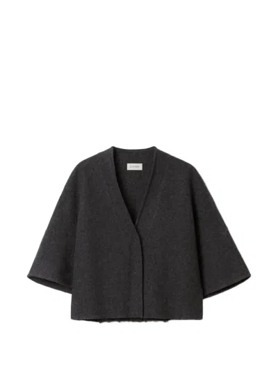 House Of Dagmar V-neck Wool Cropped Cardigan In Gray