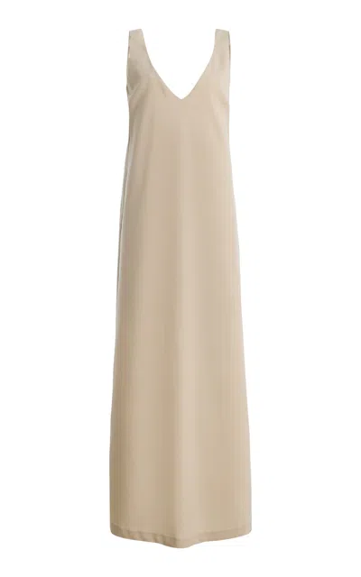 House Of Dagmar V-neck Wool-blend Maxi Dress In Brown