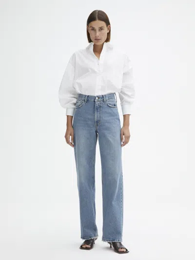 House Of Dagmar Wide Leg Denim In Light Blue