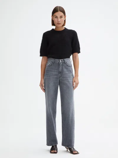 House Of Dagmar Wide Leg Denim In Light Grey