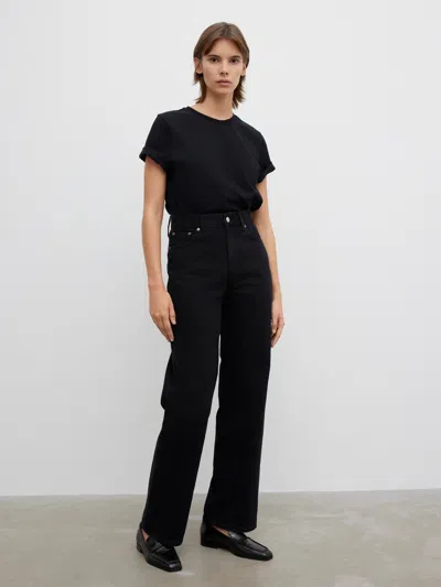 House Of Dagmar Wide Leg Denim In Washed Black