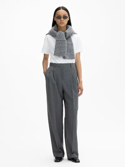 House Of Dagmar Wide Suit Trousers In Grey Melange