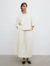 House Of Dagmar Bouclé Zip-up T-shirt In Cream White