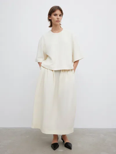 House Of Dagmar Bouclé Zip-up T-shirt In Cream White