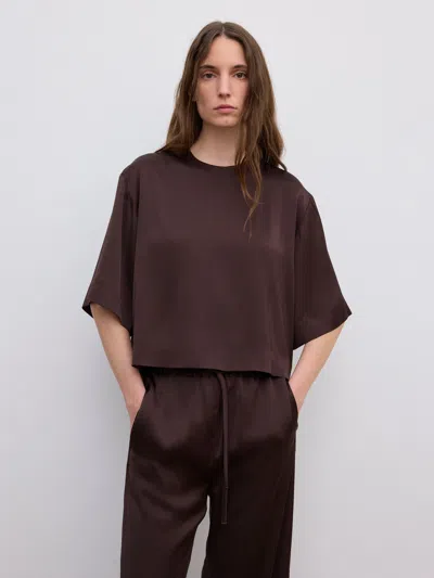 House Of Dagmar Woven Fluid T-shirt In Brown