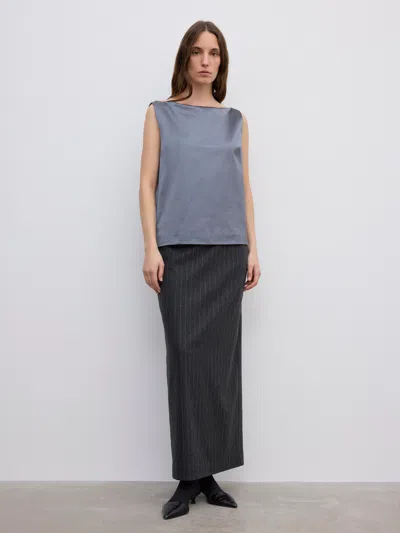 House Of Dagmar Woven Sq Neck Top In Gray