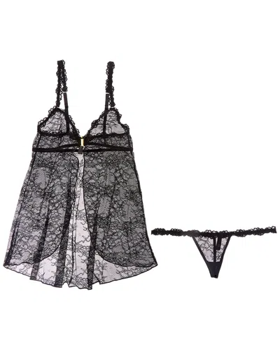 House Of Desire 2pc Yvone Babydoll Set In Black