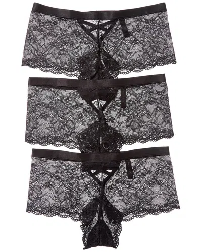 House Of Desire 3pk Bella Criss Cross Back Lace Cheeky In Brown