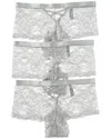 House Of Desire 3pk Bella Criss Cross Back Lace Cheeky In Gray