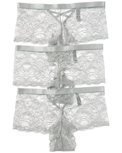 House Of Desire 3pk Bella Criss Cross Back Lace Cheeky In White