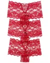 House Of Desire 3pk Bella Criss Cross Back Lace Cheeky In Multi