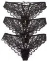 House Of Desire 3pk Bella Lace-up Front Lace Tanga In Black