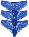 House Of Desire 3pk Bella Lace-up Front Lace Tanga In Blue