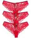 House Of Desire 3pk Bella Lace-up Front Lace Tanga In Red