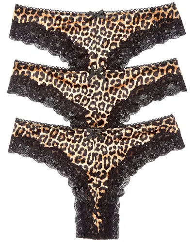 House Of Desire 3pk Devon Micro & Lace Tanga In Animal Print