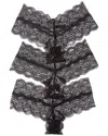 House Of Desire 3pk Lana Lace V-front G-string In Black
