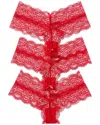 House Of Desire 3pk Lana Lace V-front G-string In Red