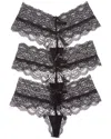 House Of Desire 3pk Lana Lace V-front G-string In Black