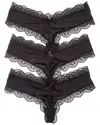 House Of Desire 3pk Vera Micro & Lace G-string In Black