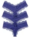 House Of Desire 3pk Vera Micro & Lace G-string In Blue