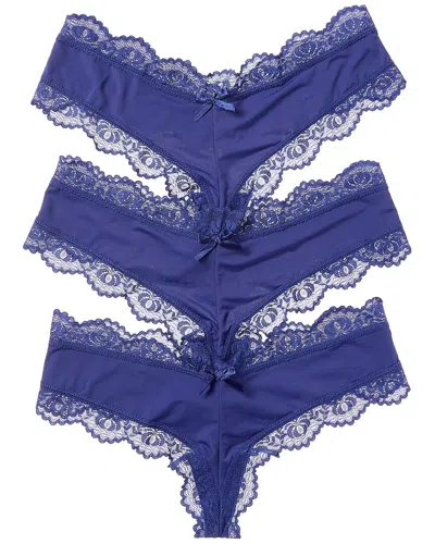 House Of Desire 3pk Vera Micro & Lace G-string In Blue