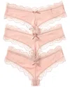 House Of Desire 3pk Vera Micro & Lace G-string In Pink