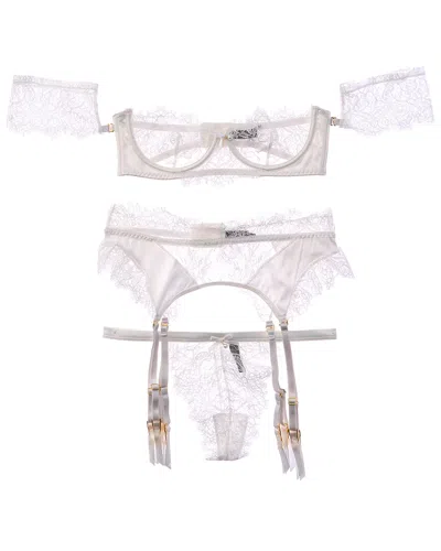 House Of Desire Bridal 3pc Lingerie Set In White