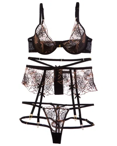 House Of Desire Delilah 3pc Lingerie Set In Black