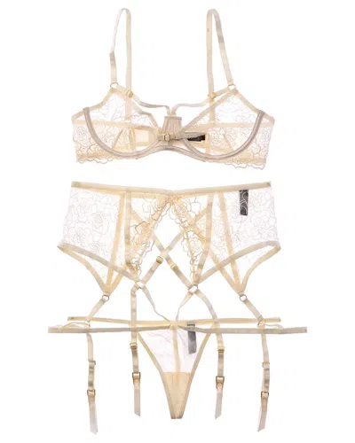 House Of Desire Rosalie 3pc Lingerie Set In Neutral