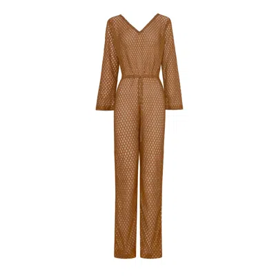House Of Dharma Women's The Sahara Jumpsuit - Gold / Petite In Brown