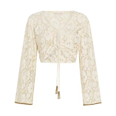House Of Dharma Women's White The Gloria Jacquard Top