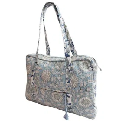 House Of Disaster Block Printed Blue Cornflower Quilted Bag