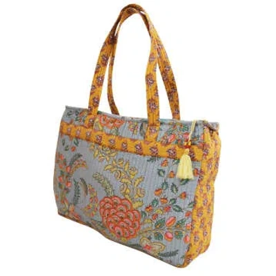 House Of Disaster Block Printed Coral Exotic Bouquet Quilted Bag In Pink