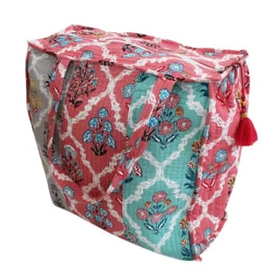 House Of Disaster Block Printed Patchwork Floral Quilted Bag In Red